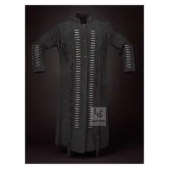 womens black suede fringe coat