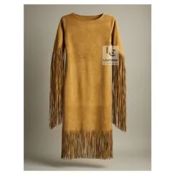 Leather Long Fringe Dress - Fringe Maxi Dress