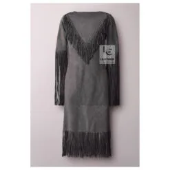 Womens Boho Suede Fringe Dress – Handmade Western Fashion Dress