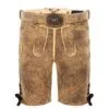 Men's Classic German Lederhosen for Festivals handcrafted from genuine leather with vintage brown finish and Alpine embroidery