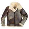 B-3 Leather Bomber Jacket - 100 Missions - Shearling Jacket