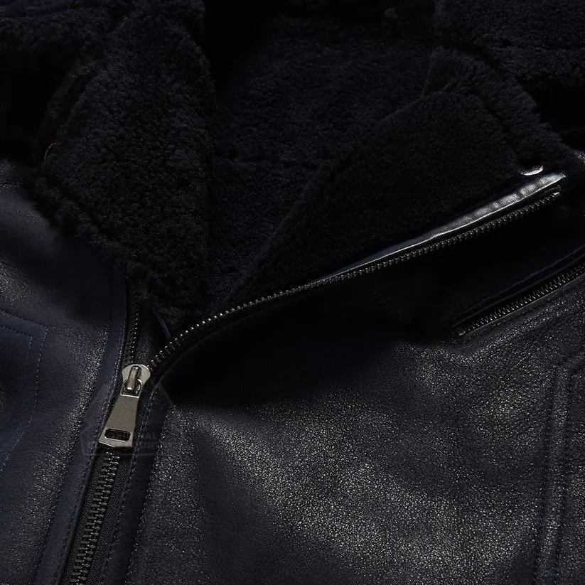Men's Shearling leather Jacket - Sheepskin Bomber Jacket | MSJ44 - Image 4
