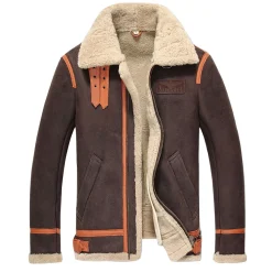 Mens shearling leather jacket - Shearling Bomber Jacket