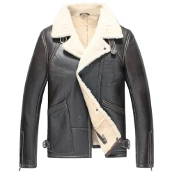 RAF B3 Leather Bomber Jacket - Mens Shearling Coat