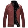 Men's Sheepskin Shearling Aviator Jacket - Maroon Aviator Bomber Coat