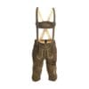 Mens Alpine Rustic Brown Lederhosen Traditional Knee Length Bundhosen with suspenders and beige Alpine embroidery