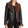 Womens Sheepskin Shearling Jacket - Fashion Black Leather Jacket