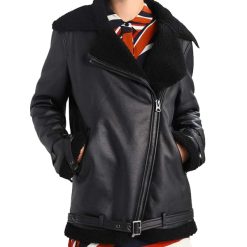 Women's Aviator Jacket - Black Shearling Jacket