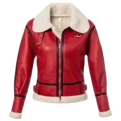 Womens Sheepskin B-3 Bomber Jacket - Festive Christmas Style