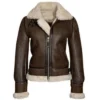 Womens Brown Shearling Aviator Jacket 