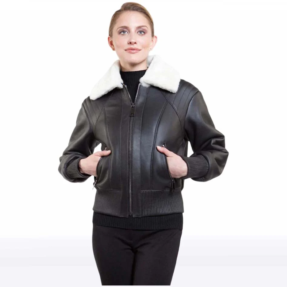 Women's Black B3 Shearling Leather Jacket