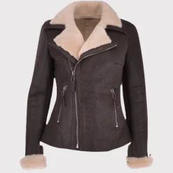 Shearling Leather Bomber Jacket Women