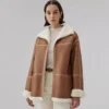 Womens Sheepskin Aviator Shearling Jacket Coat