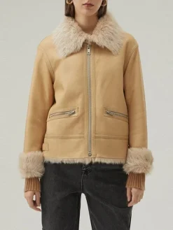 womens Shearling Bomber Leather Jacket