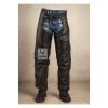 Black Leather Assless Chaps with Side Zipper