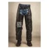 Black Leather Assless Chaps with Side Zipper