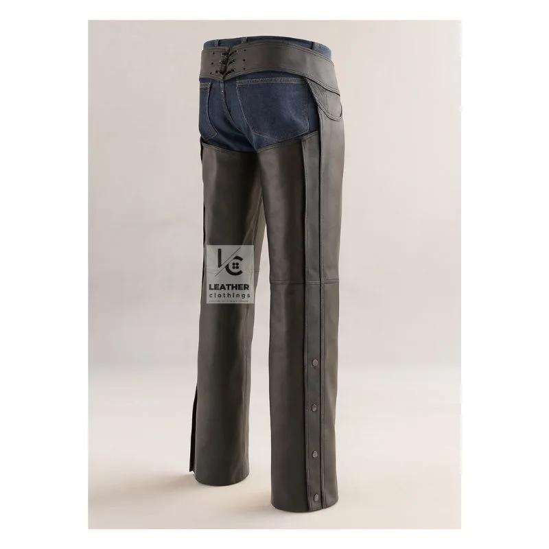 Men's Braided Leather Chaps - Motorcycle Chaps