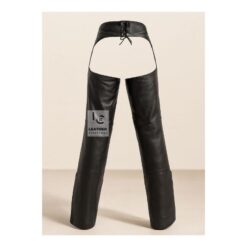 Black Assless Leather Chaps With Purple Piping