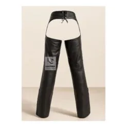 Black Assless Leather Chaps With Purple Piping