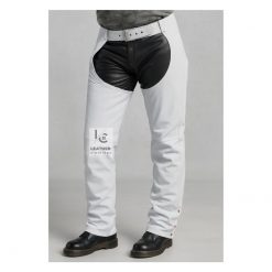 Mens White Leather Motorcycle Chaps for Sale