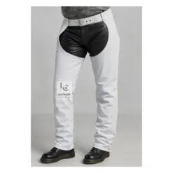 Mens White Leather Motorcycle Chaps for Sale