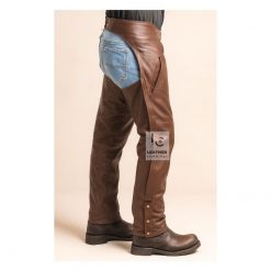 Mens Motorcycle Chaps - Brown Leather Chaps