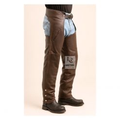 Mens Motorcycle Chaps - Brown Leather Chaps