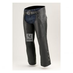 Mens Black Biker Leather Chaps