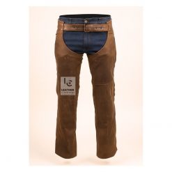 Vintage Brown Leather Chaps for Motorcycle Riding