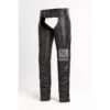 Black Assless Leather Chaps With Purple Piping
