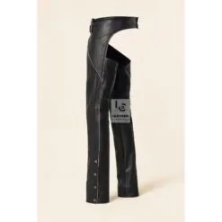 Black Assless Leather Chaps With Purple Piping