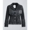 Women’s charcoal gray suede fringe western jacket with pockets