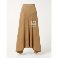 Camel Suede Long Skirt for Women WSS1