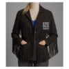 Classic Black Suede Fringe Jacket WCJ5 FS