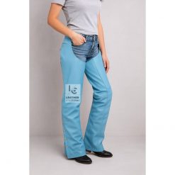 Classic Ladies Blue Leather Chaps