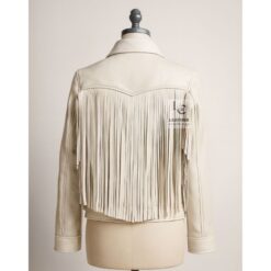 Classic White Leather Fringe Jacket Cowgirl Style WCJ7 BACK
