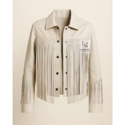 Classic White Leather Fringe Jacket Cowgirl Style WCJ7 Front