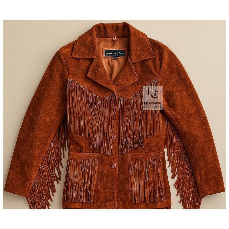 Cowgirl Rust Brown Suede Fringe Western Jacket