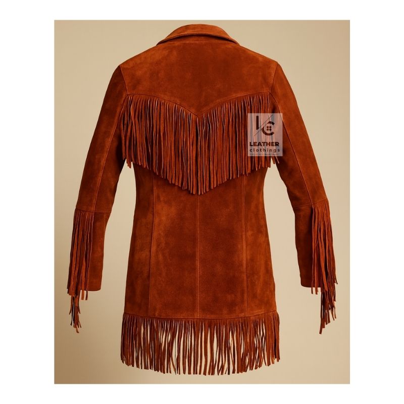 Cowgirl Rust Brown Suede Fringe Western Jacket