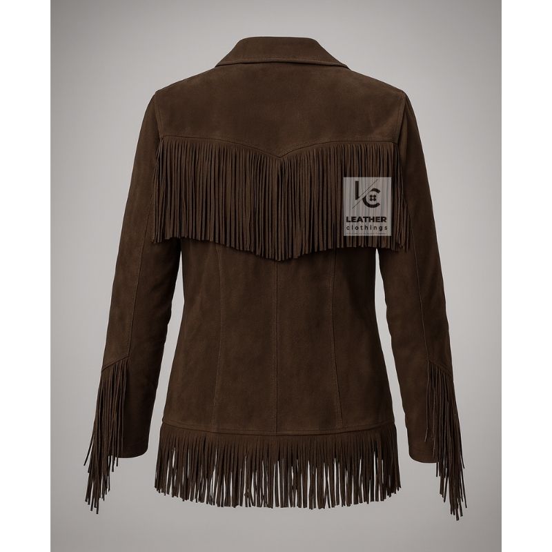 Dark Brown Western Fringe Jacket - Cowgirl Suede Jacket