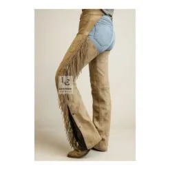 Distressed Brown Leather Motorcycle Chaps for Women's