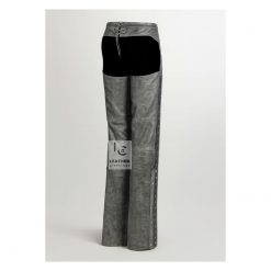 Distressed Grey Leather Motorcycle Chaps 