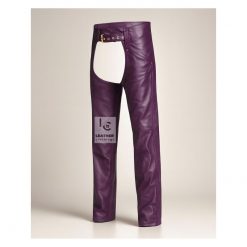Ladies Purple Leather Assless Chaps