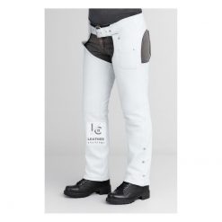 Ladies White Leather Biker Chaps