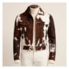 Men’s Cowhide Hair-On Leather Trucker Jacket Front Side