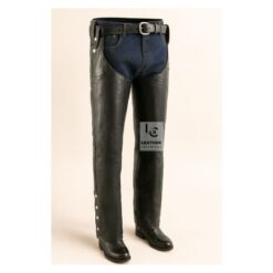 Quality Western Chaps Men Black Leather Chaps MLC23