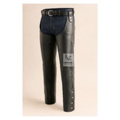 Quality Western Chaps Men Black Leather Chaps MLC23