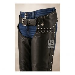 Riveted Womens Black Leather Chaps