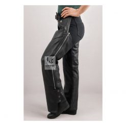 Womens Black Full Leather Chaps