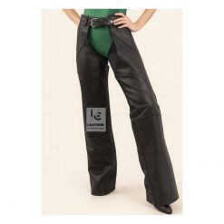 Womens Black Full Leather Chaps